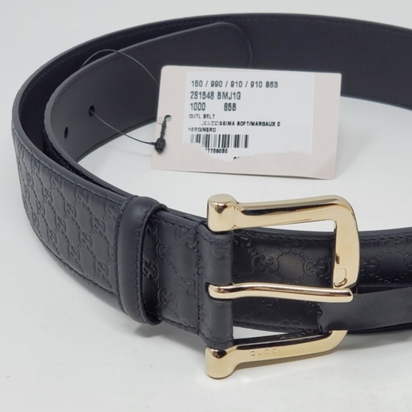 Auth Gucci Guccissima Black Buckle Belt 85 - Picture 3 of 7